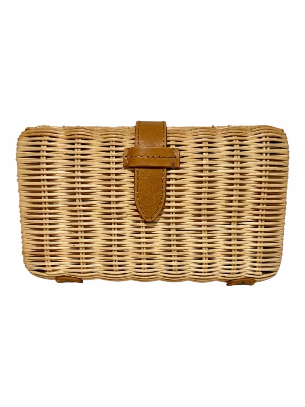 J Crew Wicker Crossbody /Clutch Bag Tan Leather Trim NWT - Picture 2 of 10